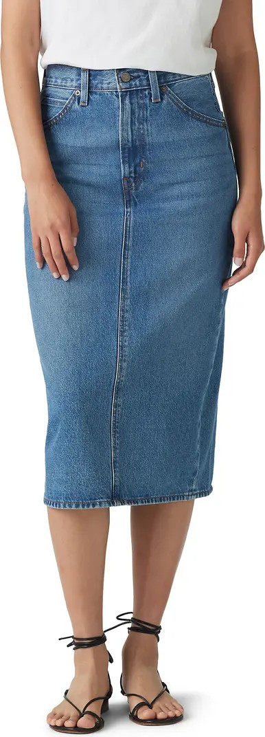 Levi's® High Waist Back Slit Denim Midi Skirt | Nordstromrack | Nordstrom Rack