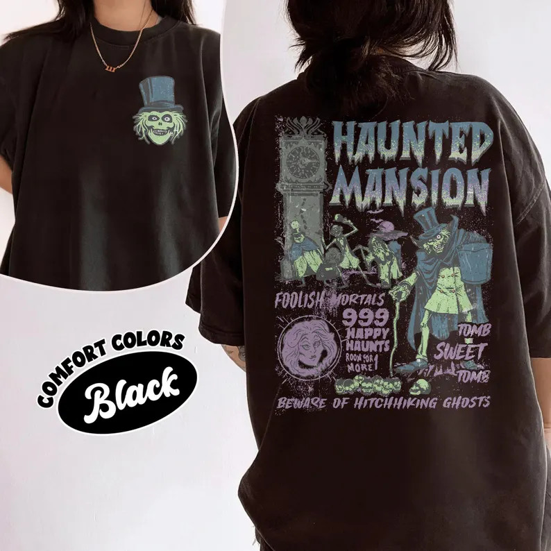 Retro The Haunted Mansion Two-Sided Shirt, Disney Spooky Season Sweatshirt, Madam Leota Hitchhiki... | Etsy (Global)