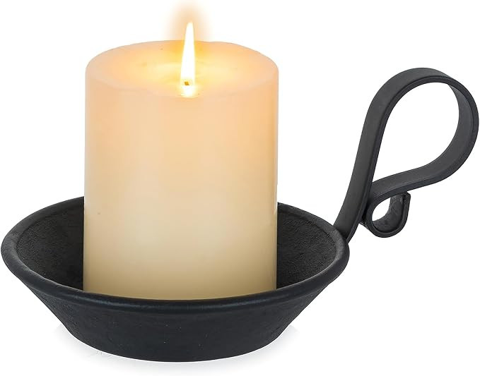 Iron Pillar Candle Holder: Vintage Black Candle Plate with Handle | Amazon (US)