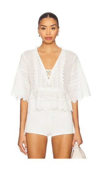 LoveShackFancy Lucce Top in White. - size L | Revolve Clothing (Global)