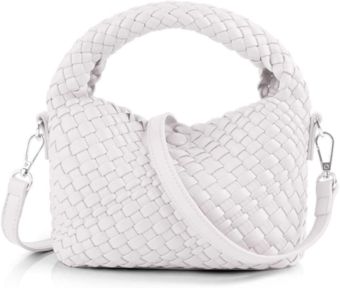 Women Woven Tote Small Crossbody Bag, Weave Quilted Purse Square Shoulder Bag Woven Handbag with ... | Amazon (US)