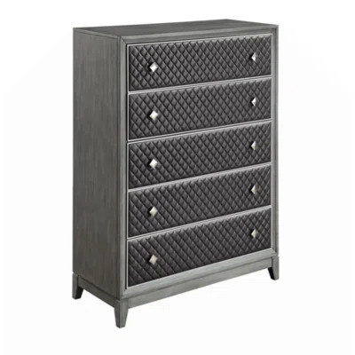Modern Styling Bedroom 1Pc Chest Of 5 Drawers Faux Leather Upholstered Classic Design Wooden Furniture | Wayfair North America