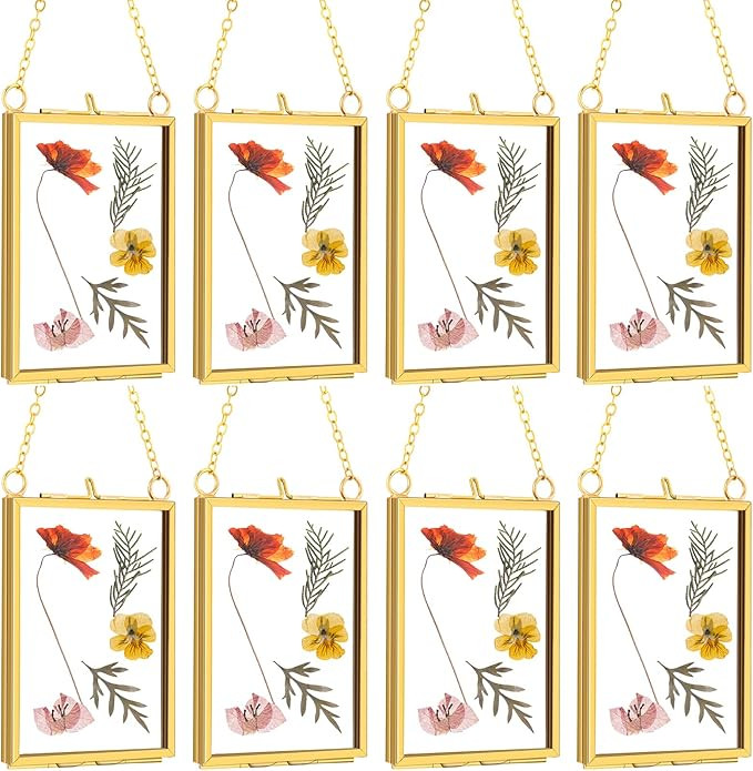 Landhoow 8 Pcs Double Glass Frame for Pressed Dried Flowers 3.5 x 2.5 Inch, Hanging Floating Pict... | Amazon (US)