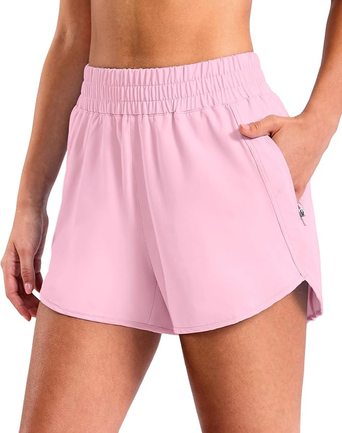 SANTINY Women's 3"/4"/5" Athletic Running Shorts Zipper Pocket Gym Shorts | Amazon (US)