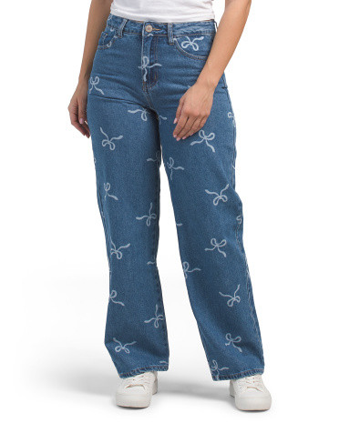 High Rise Bow Print Jeans | TJ Maxx