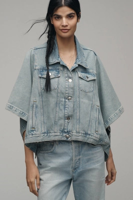 The Weston Cape Denim Boyfriend Jacket by Pilcro | Anthropologie (US)