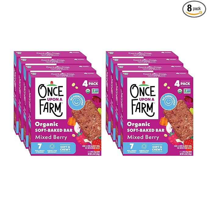 Once Upon a Farm | Organic Mixed Berry Soft Baked Bar | Strawberry, Raspberry, Beet & Oats | Made... | Amazon (US)