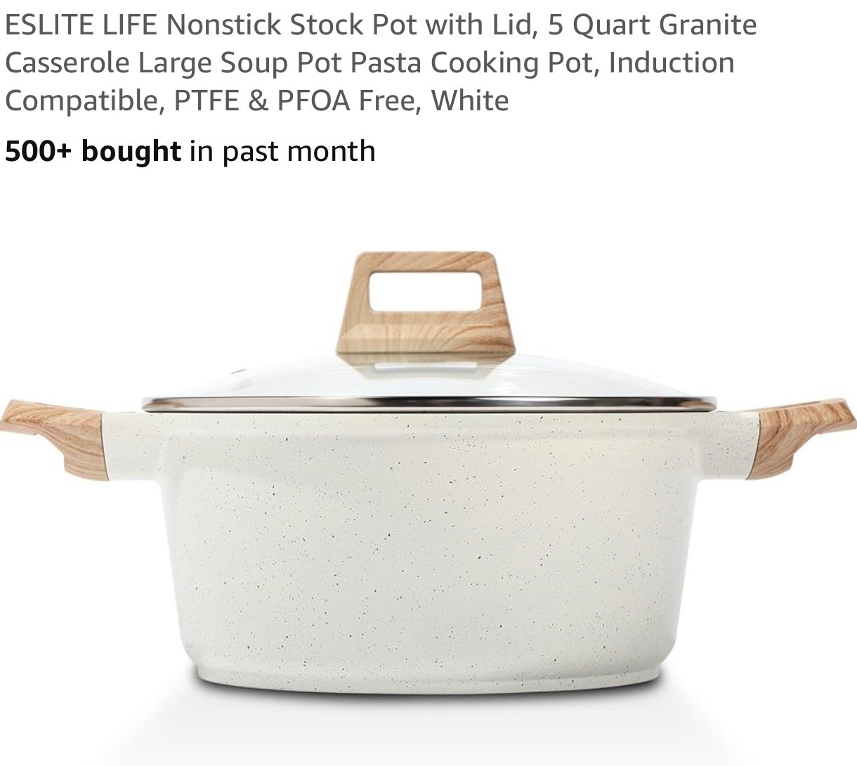 Nonstick Stock Pot with Lid, 5 Quart Granite Casserole Large Soup Pot Pasta Cooking Pot, Induction Compatible, PTFE & PFOA Free, White 

#LTKHome #LTKSaleAlert #LTKFindsUnder50
