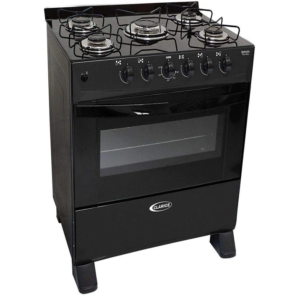 Fogão 5 Bocas Delicato Plus Mesa de Vidro Glass a Gás Automático Preto Bivolt - Clarice | Americanas (BR)