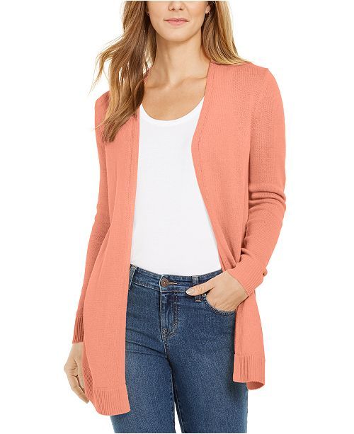 Open-Front Curved-Hem Completer Sweater, Created For Macy's | Macys (US)