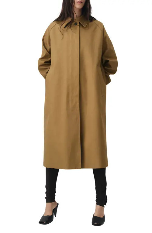 MANGO Selection Longline Cotton Trench Coat in Tobacco Brown at Nordstrom, Size Small | Nordstrom