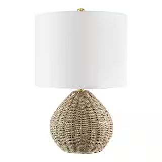 Hampton Bay Glenwood 20 in. Round Brown/Brass Gold Rattan Table Lamp THD1000A - The Home Depot | The Home Depot