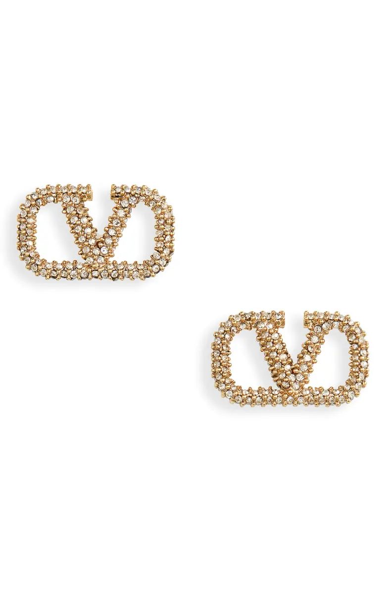 Pavé Crystal VLOGO Stud Earrings | Nordstrom