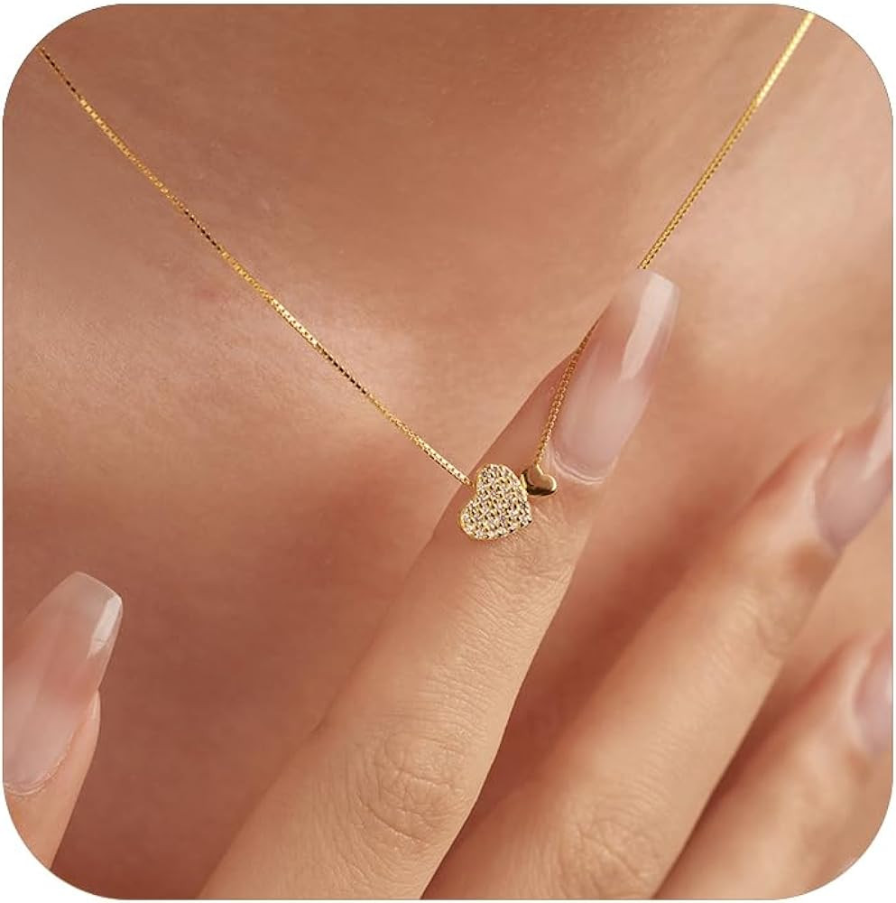 LOVECOM S925 Sterling Silver Heart Necklace for Women Dainty 14k Gold Plated CZ Infinity Love Hea... | Amazon (US)