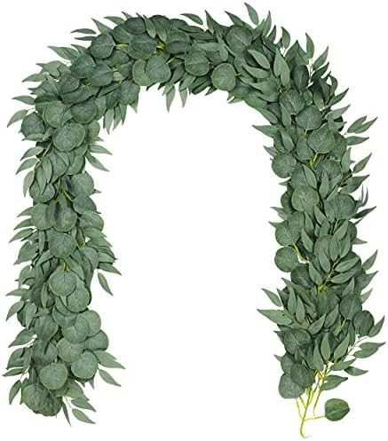 TOPHOUSE 6.5 Feet Artificial Eucalyptus Garland with Willow Leaves Vines Twigs Greenery Leaves Ga... | Amazon (US)