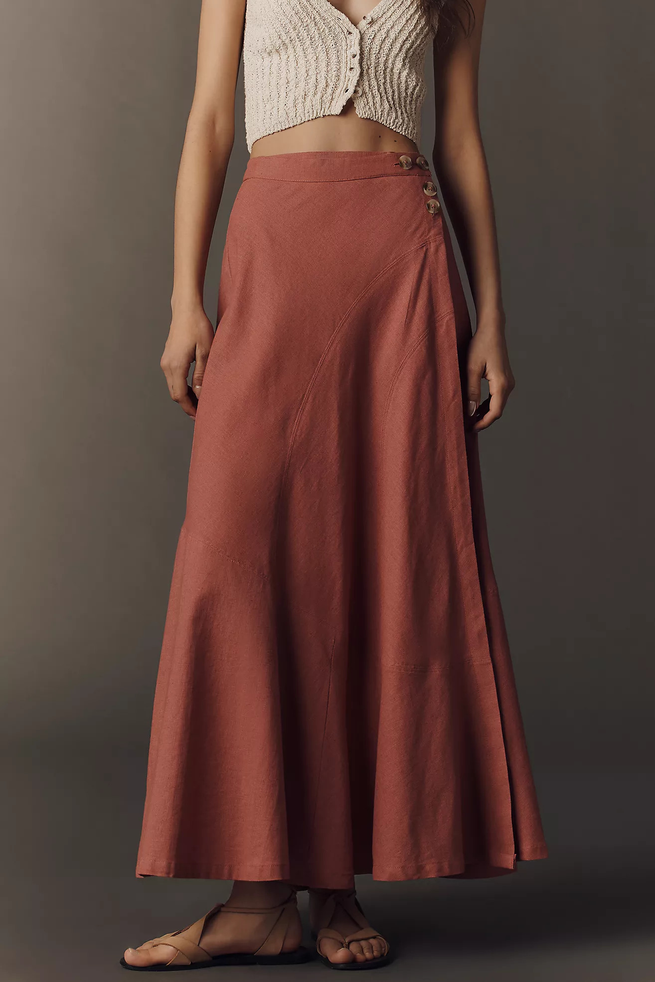 By Anthropologie Seamed Linen Wrap Skirt | Anthropologie (US)