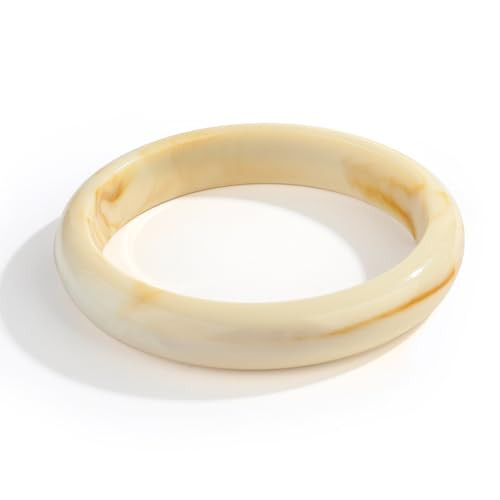 Amazon.com: HUAYUNFANG Beige Acrylic Resin Bangle Bracelet Geometric Round Minimalist Cuff Bangle... | Amazon (US)