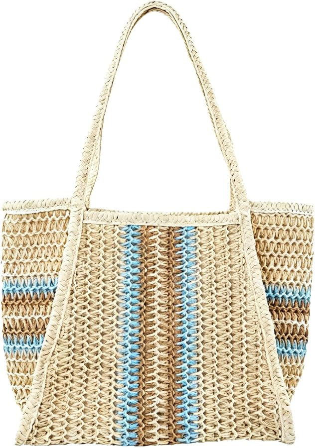 Straw Beach Bag for Women Large Beach Tote Bag Summer Shoulder Handbags Boho Woven Tote Bag Trave... | Amazon (US)