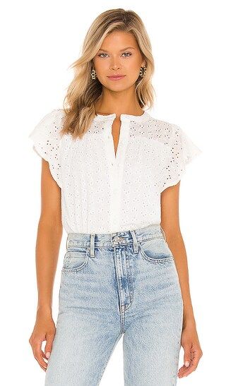 Button Front Ruffle Sleeve Top | Revolve Clothing (Global)
