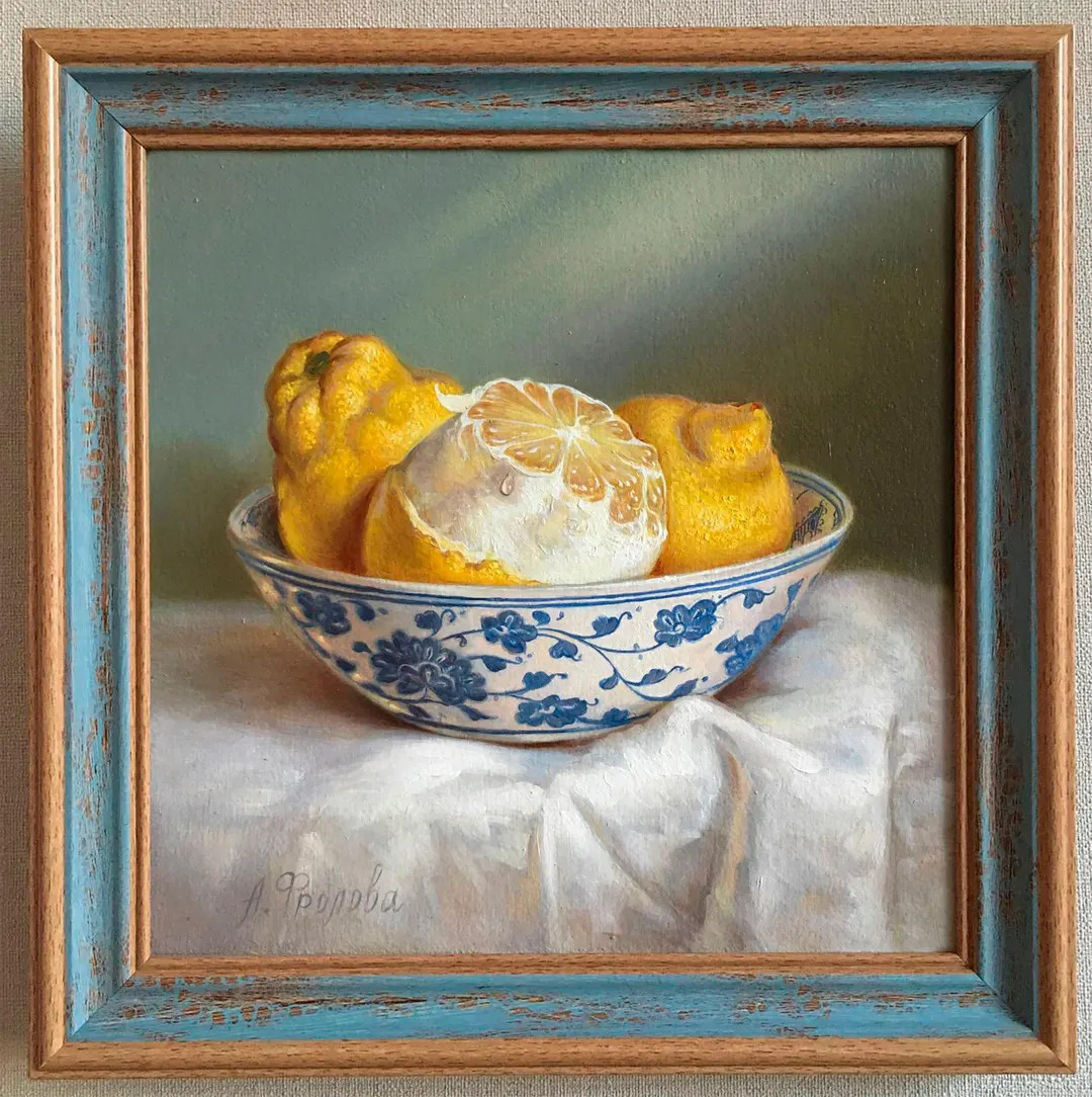 Original Oil Painting Lemons in Blue Bowl, Original Still Life Art, Small Kitchen Wall Decor, 8 X... | Etsy (Global)