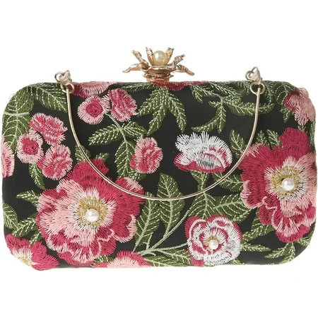 Womens Vintage Floral Embroidery Clutch Evening Handbag Shoulder Bags Purse for Wedding Party Prom | Walmart (US)