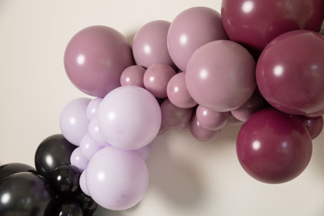 Mulberry Balloon Garland Kit With Moody Shades of Maroon Purple Sangria and Black for Spooky Seas... | Etsy (US)