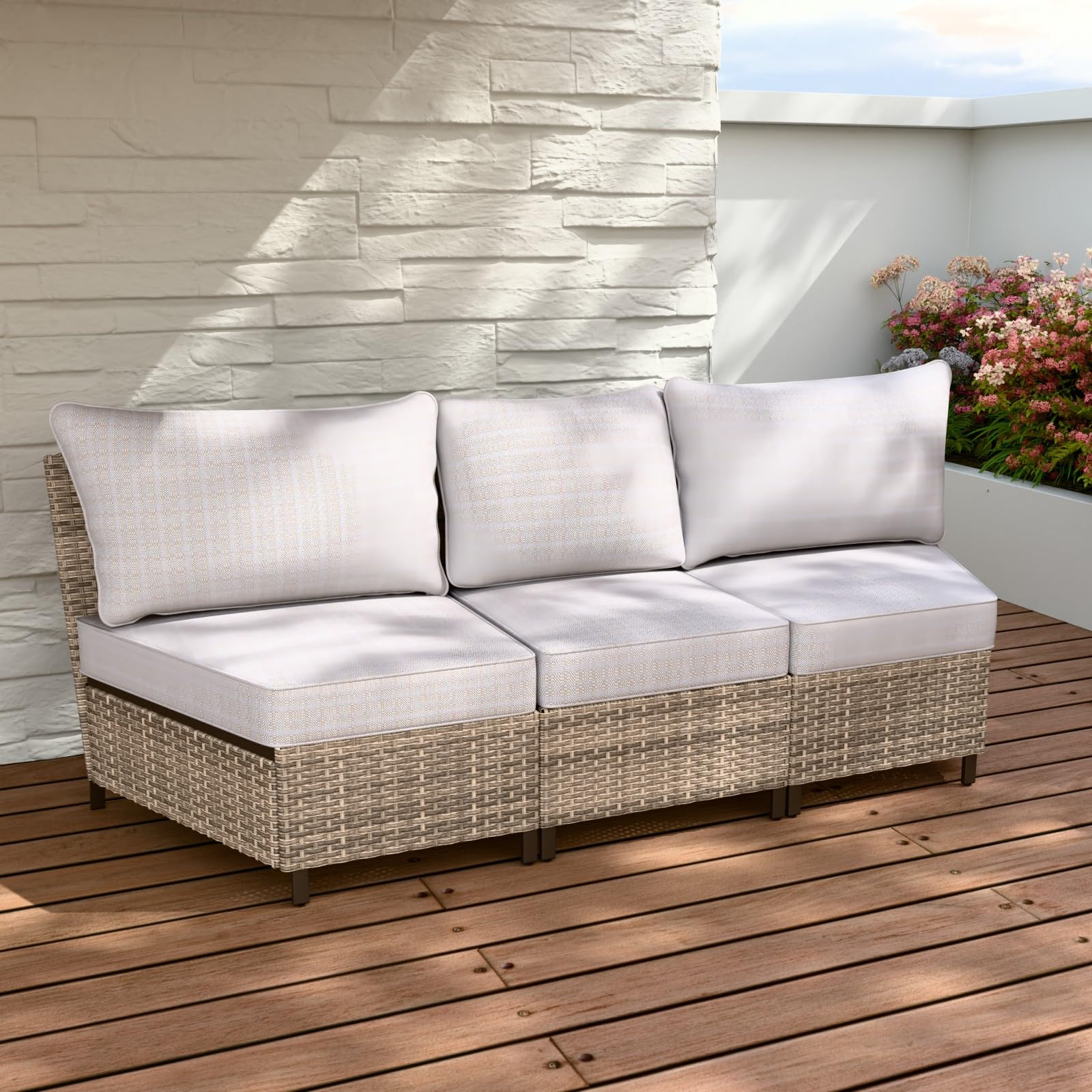 EAGLE PEAK Coastal Vista Curved Outdoor Wicker Sofa with Cushions, Sectional Curved Sofa Set, Sea... | Amazon (US)