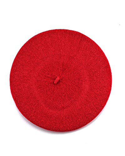 NYFASHION101 French Style Lightweight Casual Classic Solid Color Wool Beret, Red | Amazon (US)