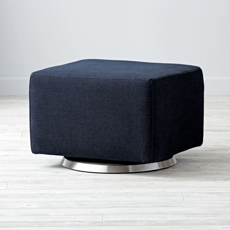 Milo Navy Upholstered Ottoman + Reviews | Crate and Barrel | Crate & Barrel