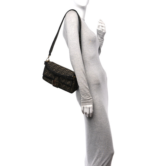 Fabric Jacquard FF 1974 Medium Baguette Tobacco Moro Black | FASHIONPHILE (US)