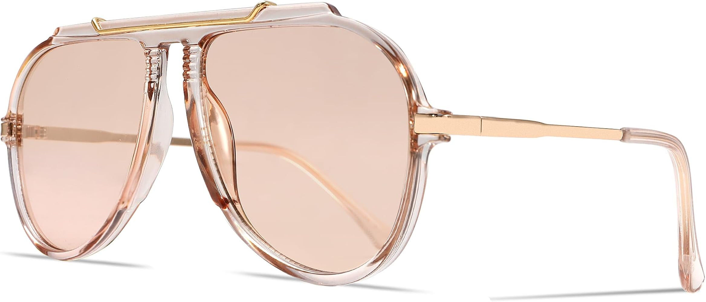GUVIVI Oversized Aviator Sunglasses for Women Men 2026 70s Retro Gold Metal Sun Glasses Tangle Fr... | Amazon (US)