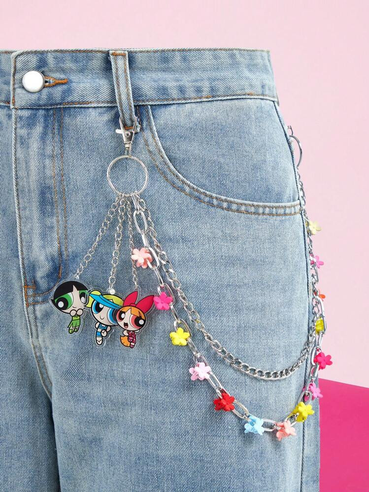 THE POWERPUFF GIRLS X SHEIN Blossom, Bubbles, Buttercup Pattern Acrylic Fashion Waist Chain | SHEIN