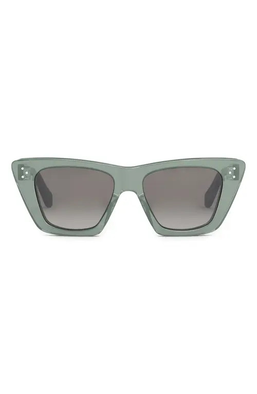 CELINE 51mm Cat Eye Sunglasses in Shiny Light Green /Smoke at Nordstrom | Nordstrom