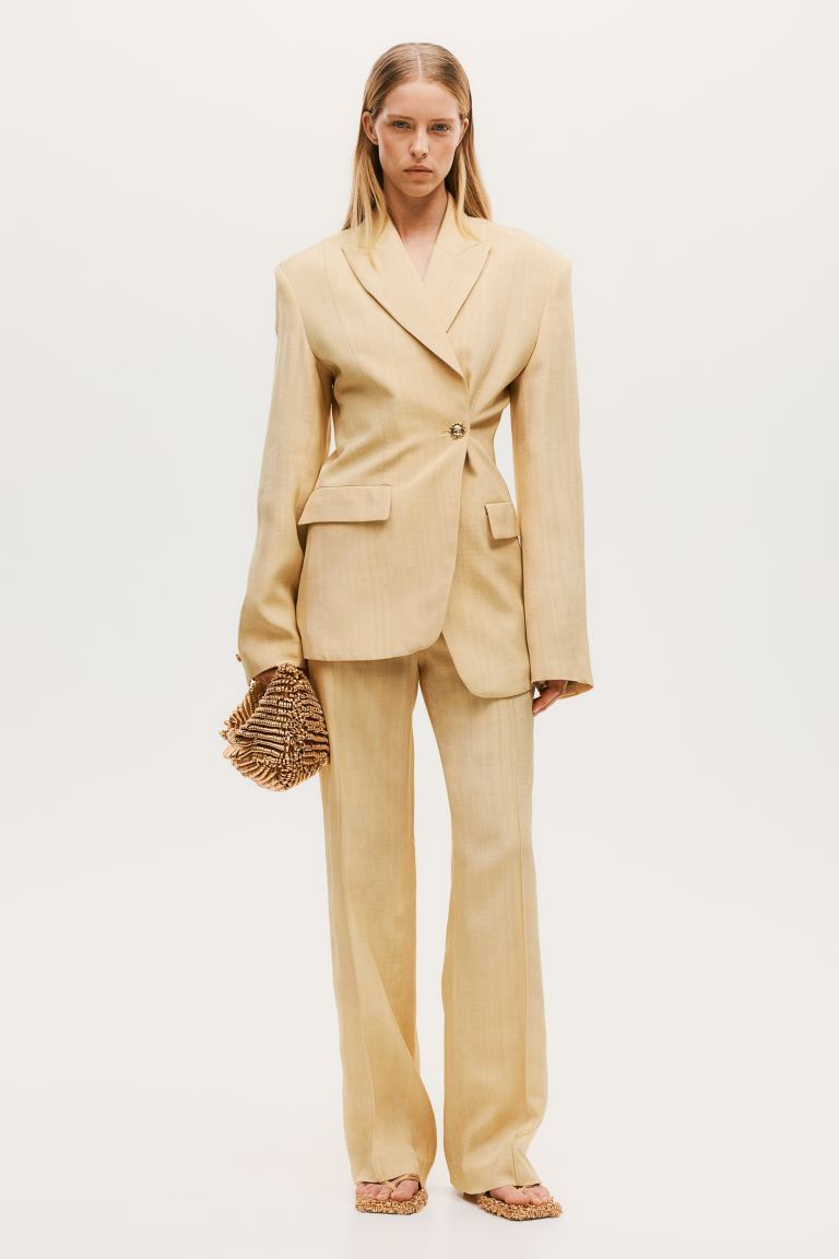 Tailored Viscose Pants - Regular waist - Long - Light beige - Ladies | H&M US | H&M (US + CA)