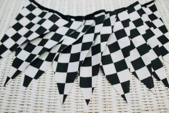 Racing Fabric Banner/Racing Fabric Garland/Black and White Fabric Banner/Race Car Fabric Banner/R... | Etsy (US)