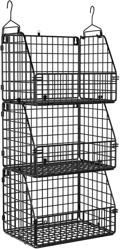 PUPPYCUTE 3 PACK Stackable Wire Storage Baskets for Kitchen Closet Pantry, Hanging Closet Organiz... | Amazon (CA)