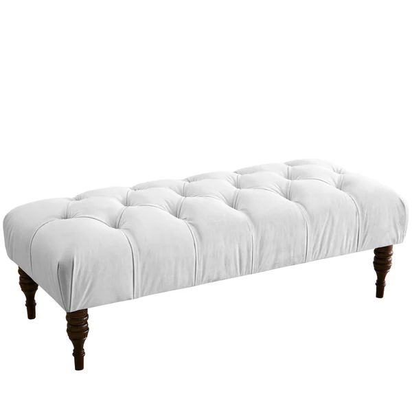 Skyline Furniture Velvet White Tufted Bench | Bed Bath & Beyond