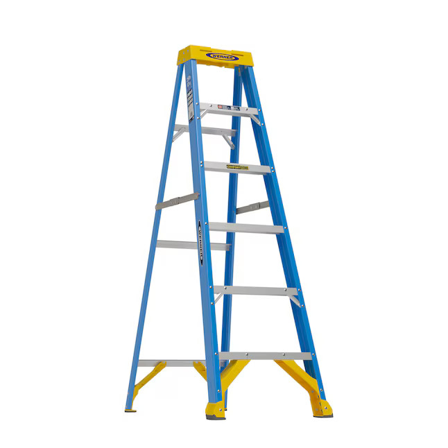 Werner FS100CZ 6-ft ( 10-ft Reach Height ) Fiberglass Type 1 - 250 lbs. Load Capacity Step ladder | Lowe's