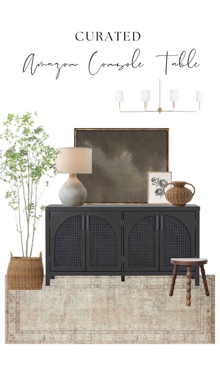 Styled Amazon console, shop this look here!
Black cabinet
Faux tree
Large art

#LTKhome #LTKstyletip