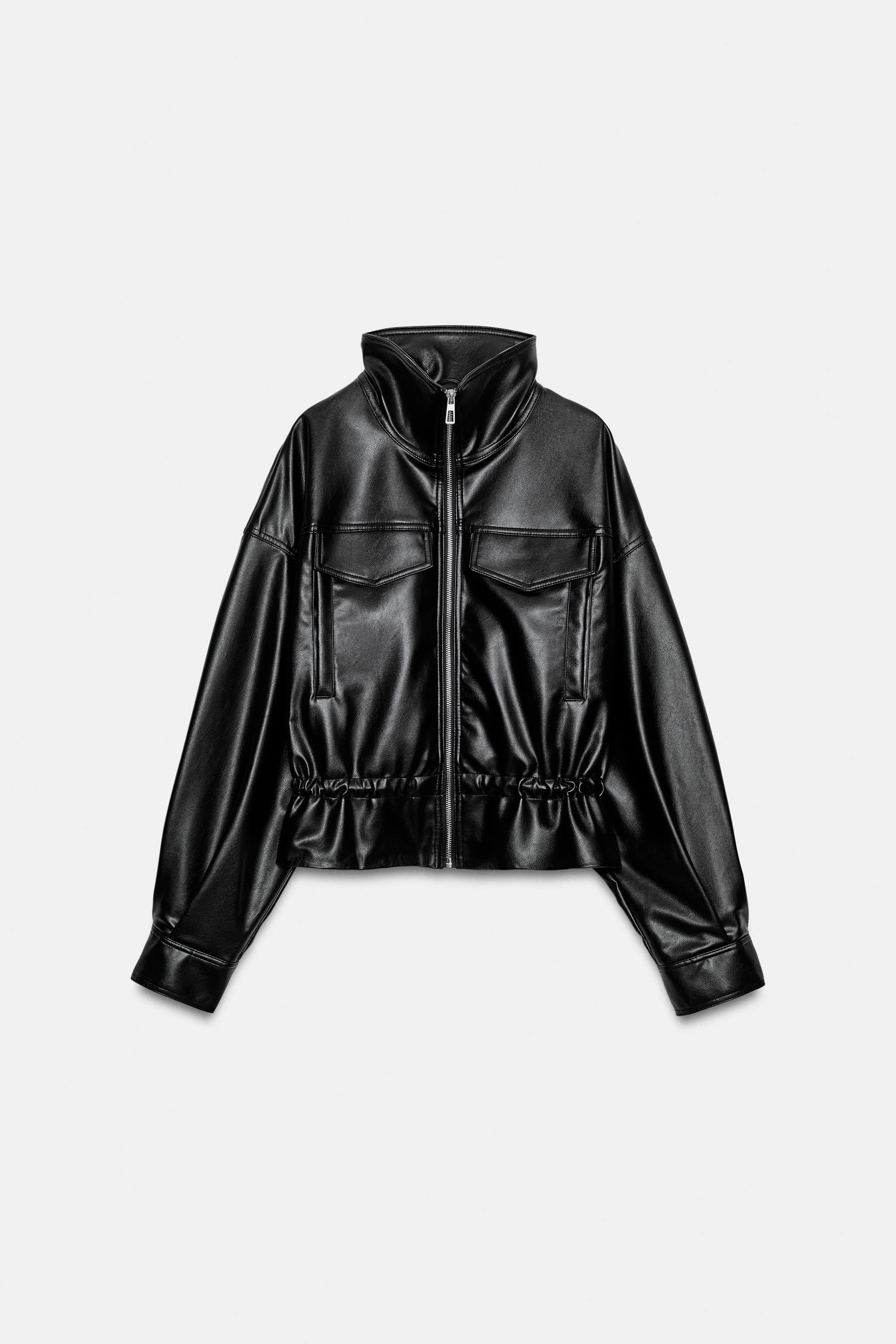 Jacket with a high collar and long, drop-shoulder sleeves. Adjustable waist with drawstrings. Fro... | Zara UK