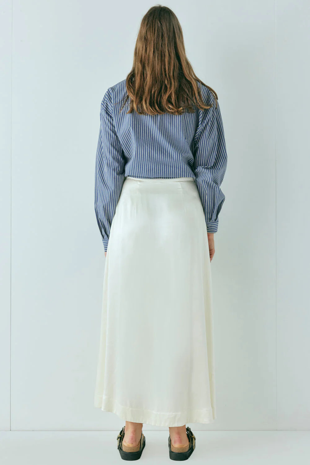 Luel Satin Maxi Skirt Cream | VRG Grl