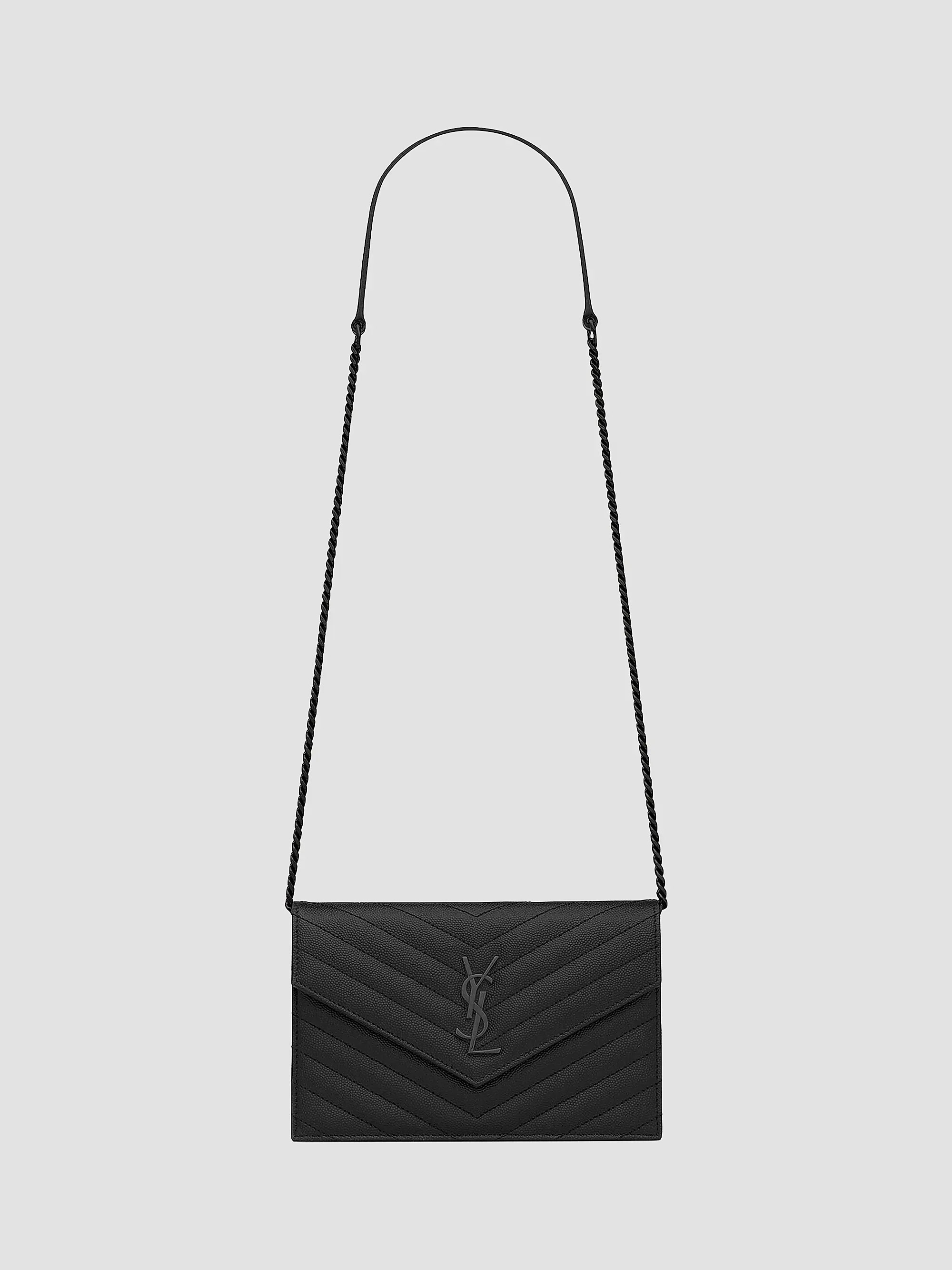 Saint Laurent Cassandre Envelope Chain Wallet in Grain de Poudre Leather | Saks Fifth Avenue | Saks Fifth Avenue