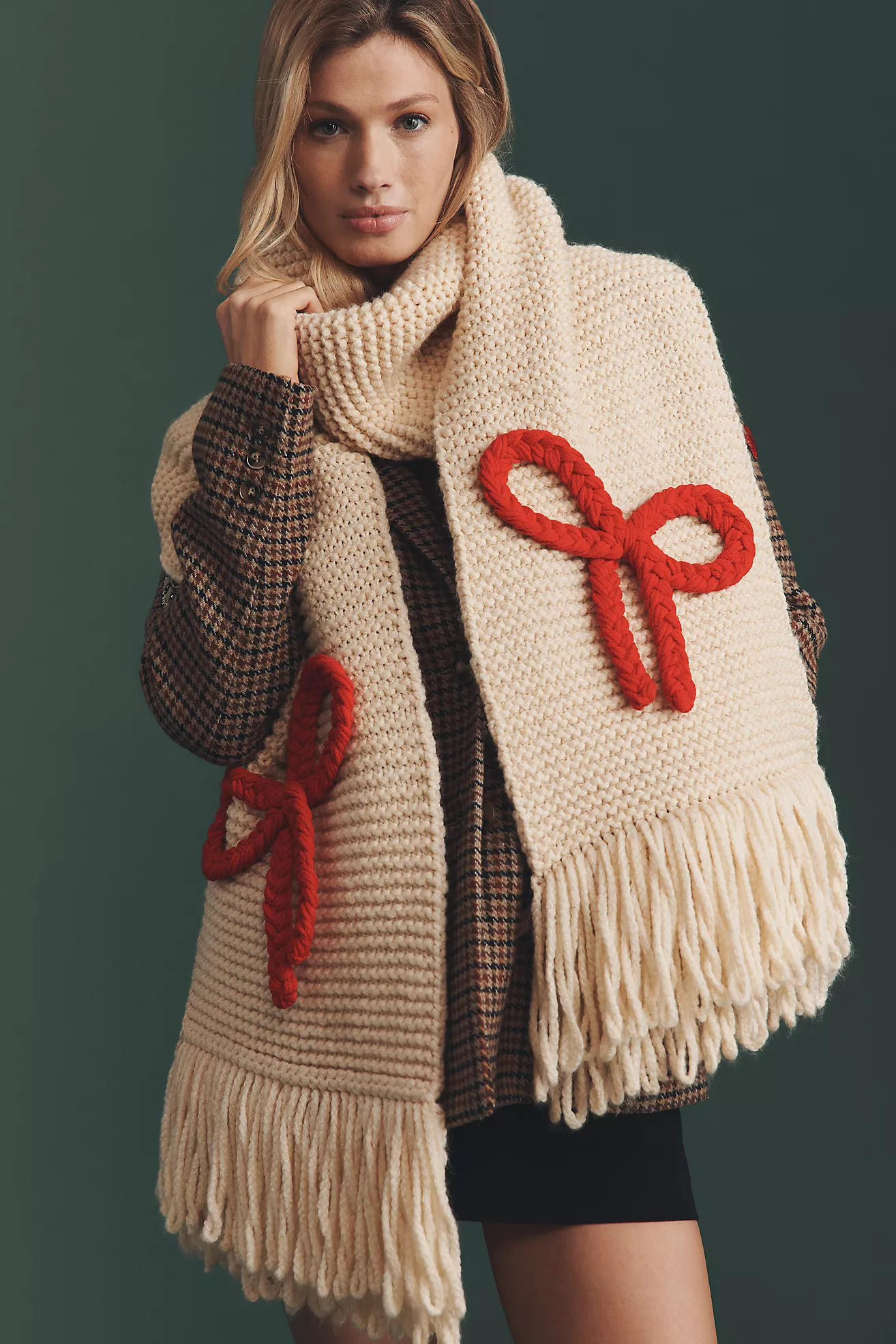 Maeve Chunky Knit Bow Scarf | Anthropologie (US)