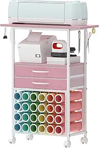 Organizer and Storage Stand Compatible with Cricut Machines,Rolling Storage Cart/Shelf with 24 Vi... | Amazon (US)