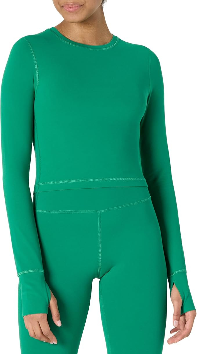 Amazon Essentials Womens Active FormFlex Buttery Soft Long Sleeve Slim Fit Crop Layering Workout ... | Amazon (US)