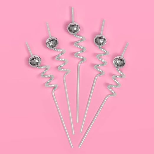 xo, Fetti Disco Ball Reusable Swirly Straw Set - 16 pc | Groovy Birthday Party Supplies, Last Dis... | Amazon (US)