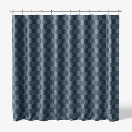 Mainstays Kids Fabric Shower Curtain with Hooks Set, Blue Checkered | Walmart (US)