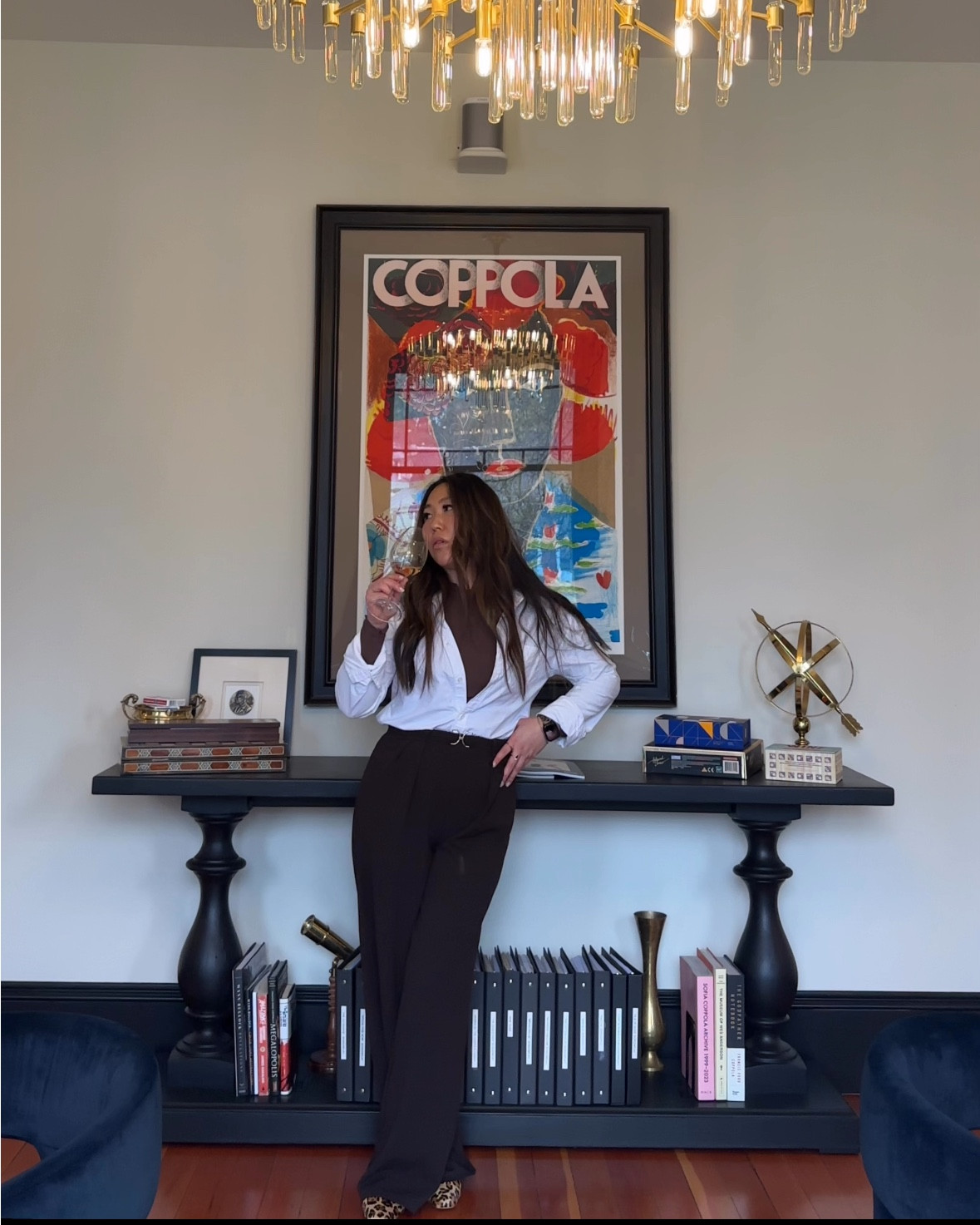 Wine tasting! Love these pants from H&M monochromatic brown mocha with the top bodysuit from Amazon and a white button up for an elevated classic casual look. 

#LTKootd #LTKmomlife #LTKMidsize