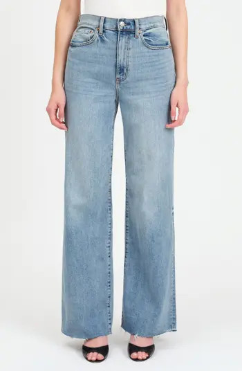 Far Out Raw Hem High Waist Wide Leg Jeans | Nordstrom