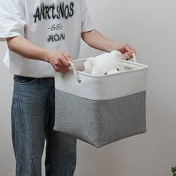 13 x 13 Inch Cube Storage Bins, 4 Pack Large Collapsible Fabric Storage Bin with Ropes, Foldable ... | Amazon (US)